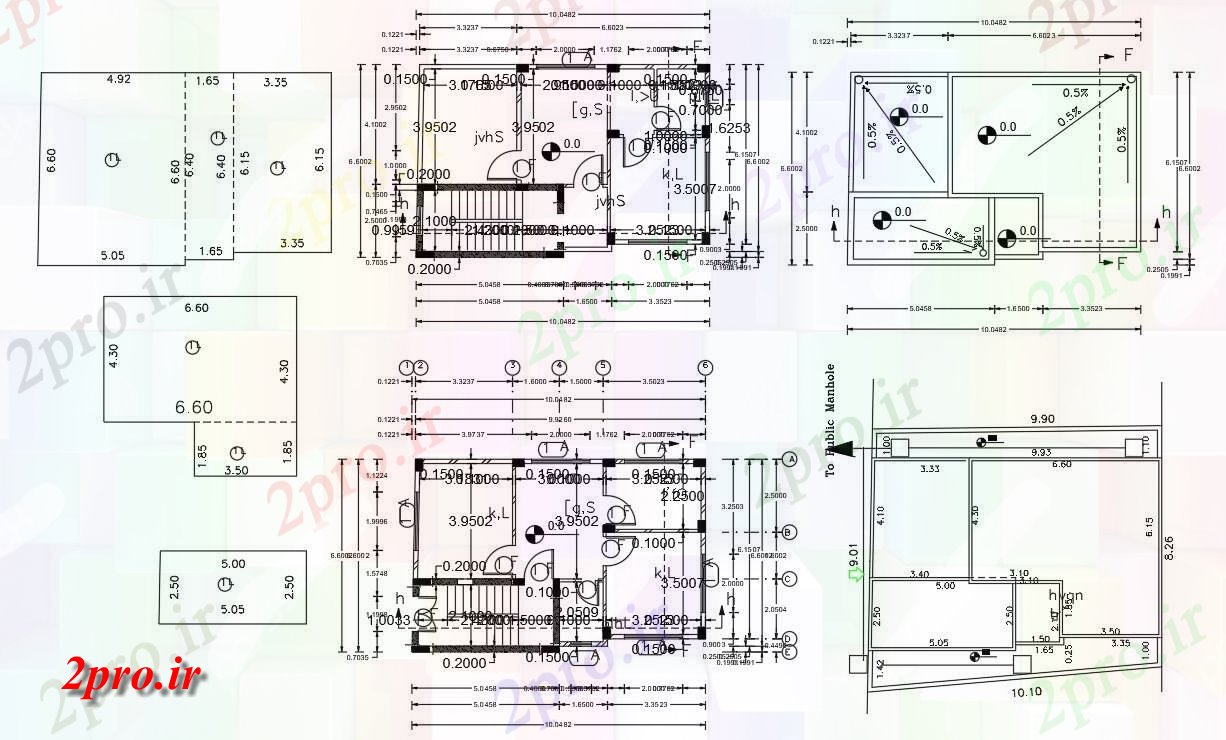 دانلود نقشه خانه های کوچک ، نگهبانی ، سازمانی - توسط 32 پا طرحی خانه اتوکد 6 در 10 متر (کد155793)