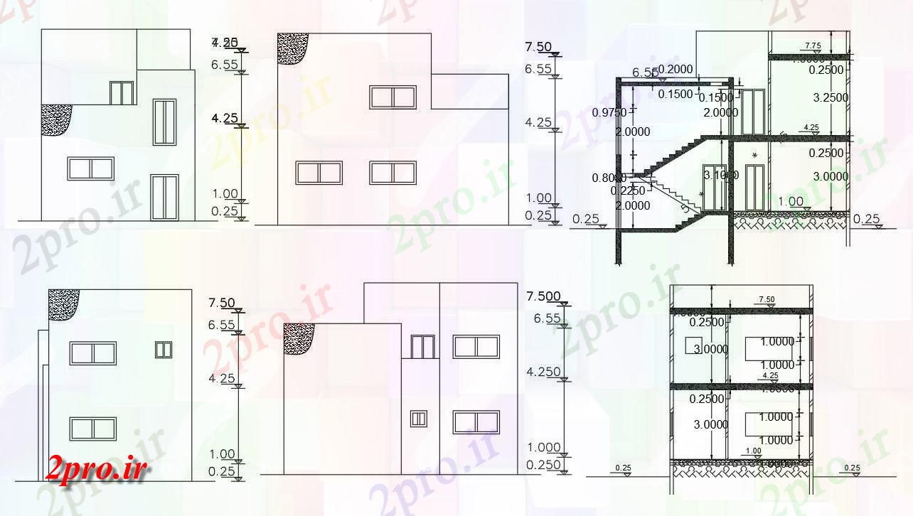 دانلود نقشه خانه های کوچک ، نگهبانی ، سازمانی - فوت مربع ساختمان خانه طراحی به  (کد155796)