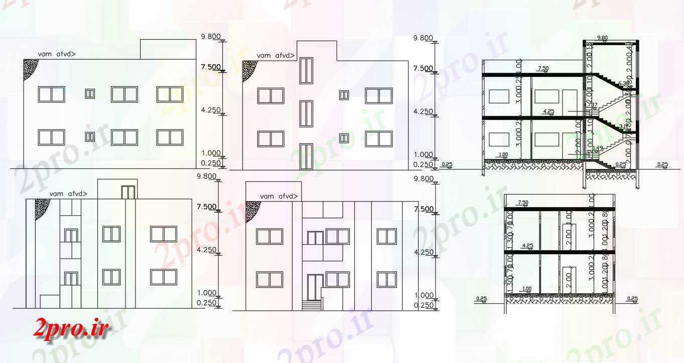 دانلود نقشه خانه های کوچک ، نگهبانی ، سازمانی - طراحی فوت مربع ساختمان خانه  (کد155805)