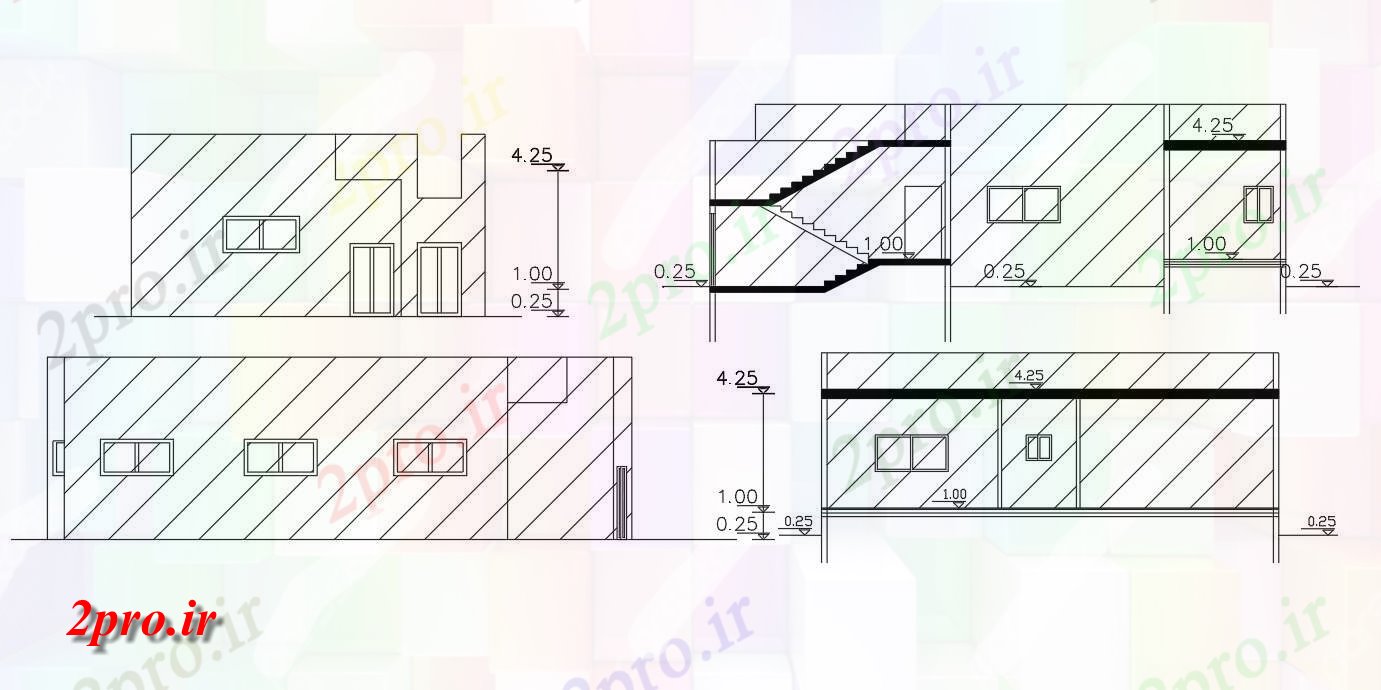 دانلود نقشه خانه های کوچک ، نگهبانی ، سازمانی -  اتوکد تک طبقه خانه طراحی (کد155829)