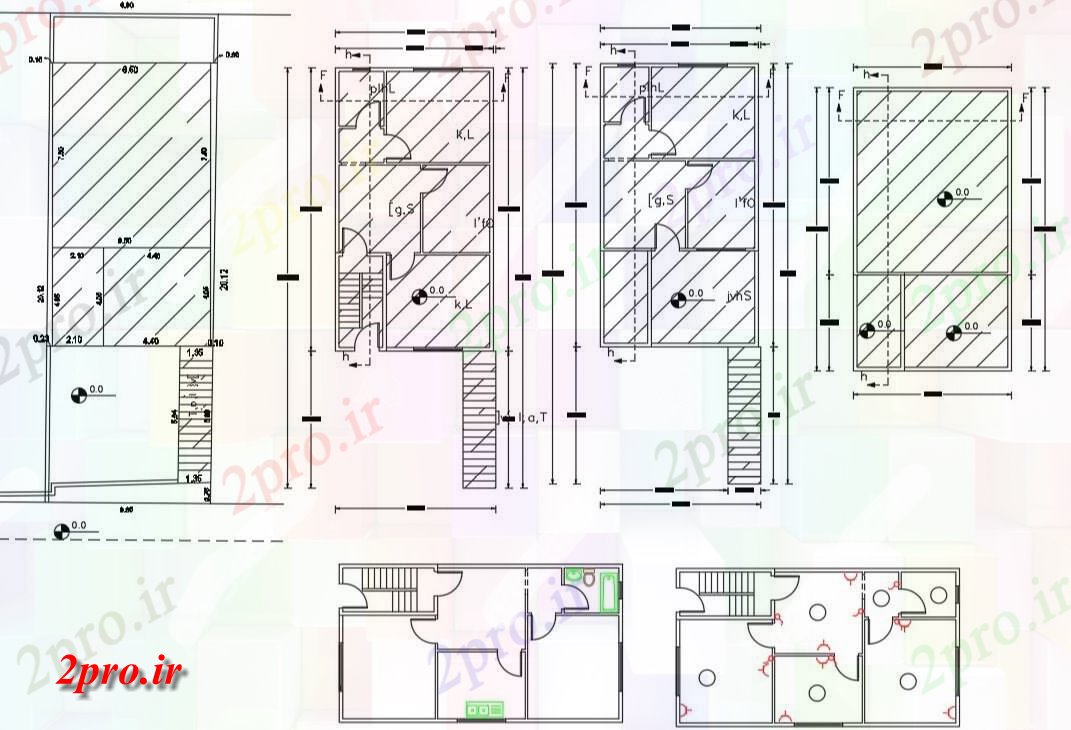 دانلود نقشه خانه های کوچک ، نگهبانی ، سازمانی - دان BHK خانه طرحی با سایت نشیمن 6 در 17 متر (کد155845)