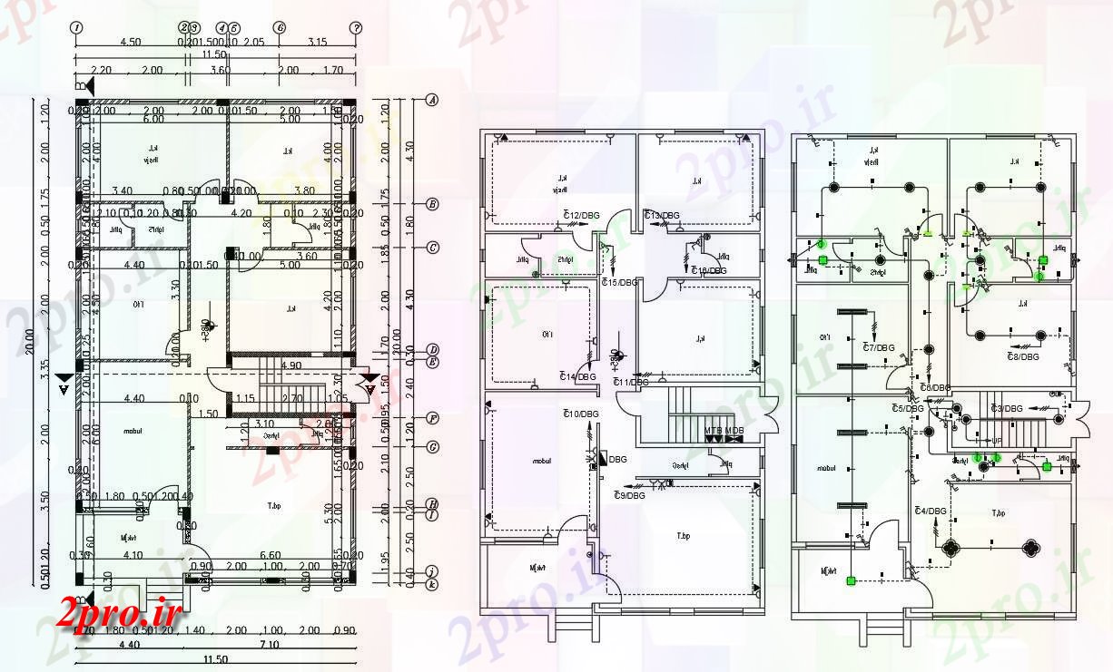 دانلود نقشه خانه های کوچک ، نگهبانی ، سازمانی - X 65 فوت خانه طبقه همکف طرحی 11 در 20 متر (کد155855)