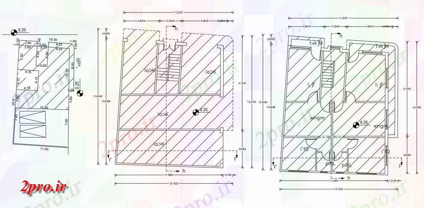 دانلود نقشه خانه های کوچک ، نگهبانی ، سازمانی - میدان حیاط اندازه پلات طرحی خانه 11 در 13 متر (کد155861)