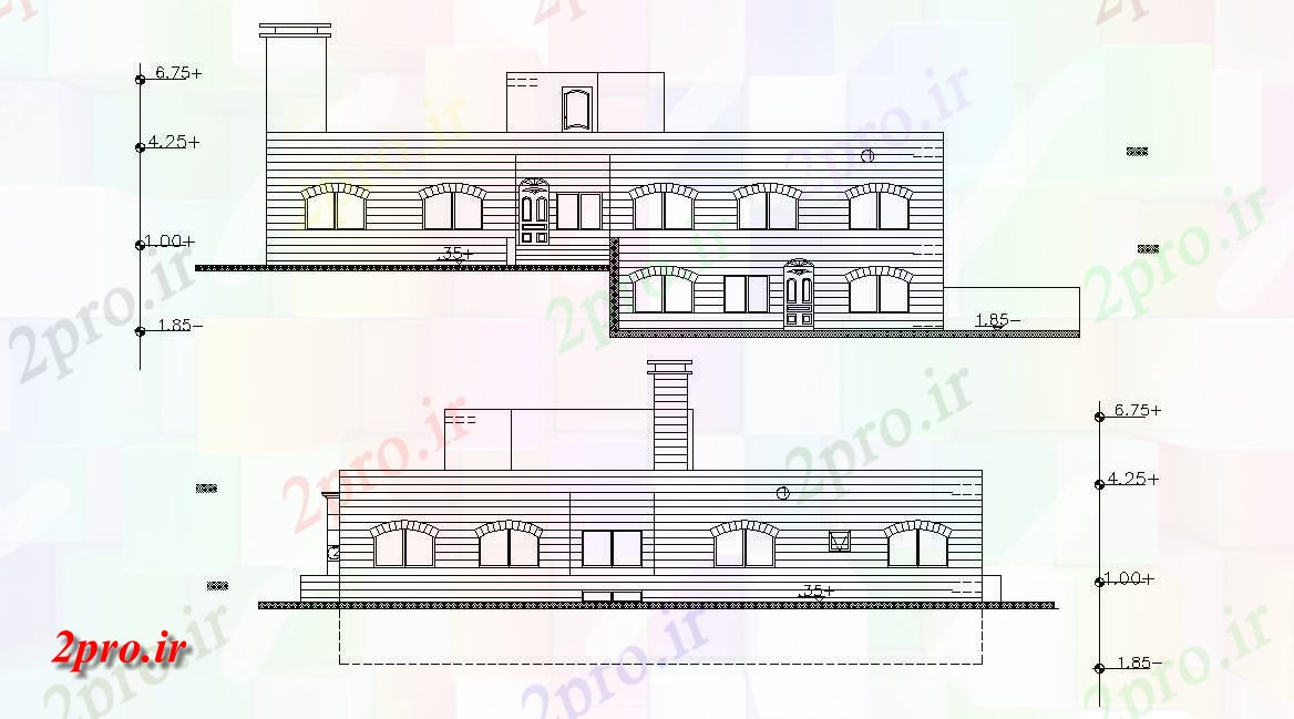 دانلود نقشه خانه های کوچک ، نگهبانی ، سازمانی - نما از    (کد155875)