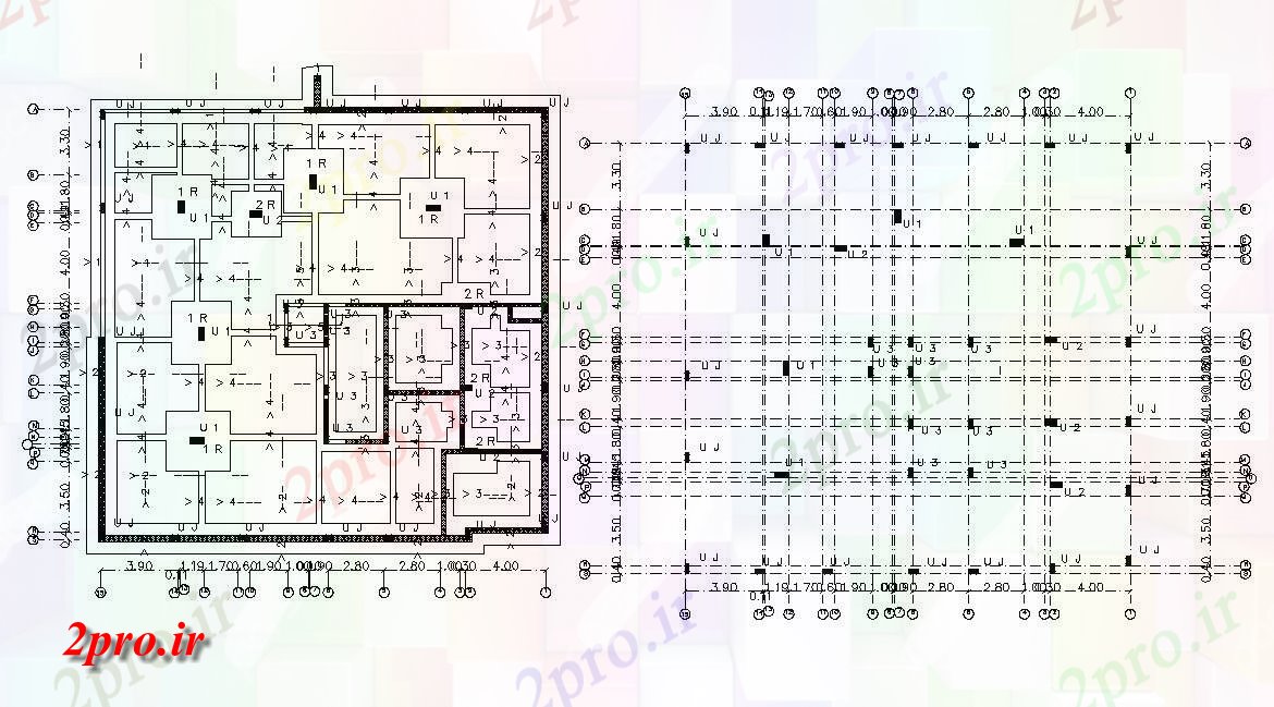 دانلود نقشه جزئیات پایه  کار طرحی بنیاد نشیمن (کد155876)