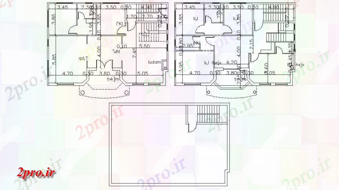 دانلود نقشه خانه های کوچک ، نگهبانی ، سازمانی - همه طرحی طبقه به 10 در 14 متر (کد155877)