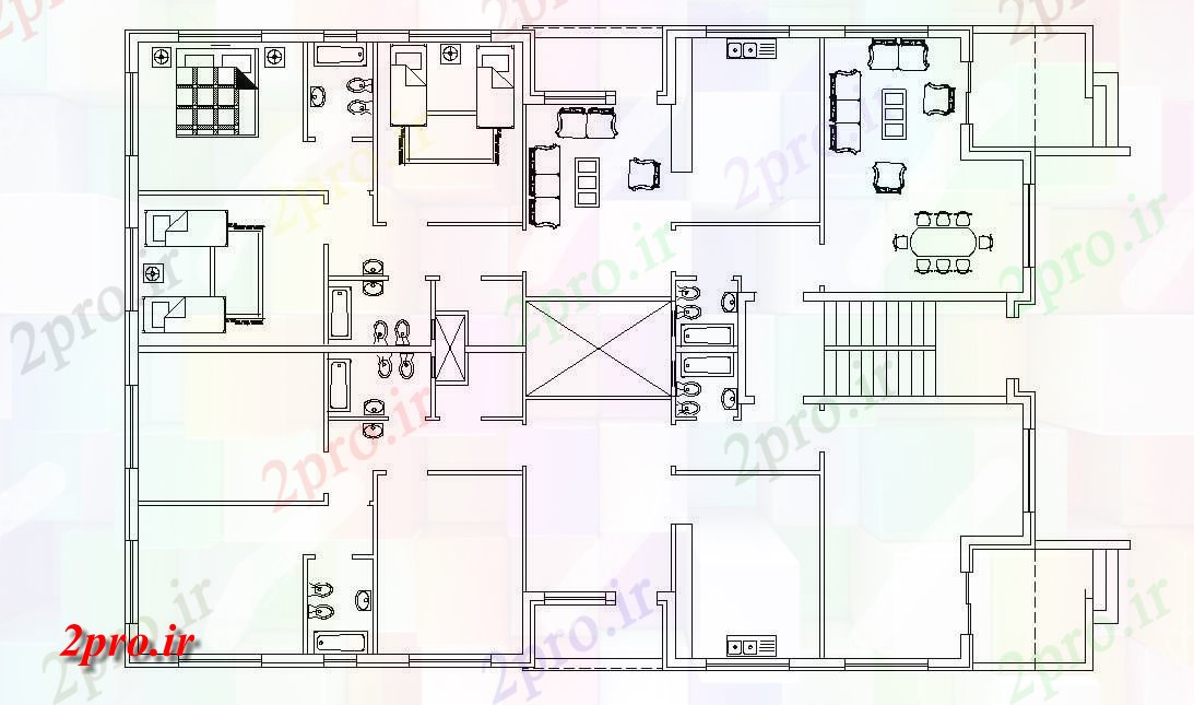 دانلود نقشه خانه های کوچک ، نگهبانی ، سازمانی - طرحی طبقه اتوکد مسکونی خانه 15 در 23 متر (کد155880)