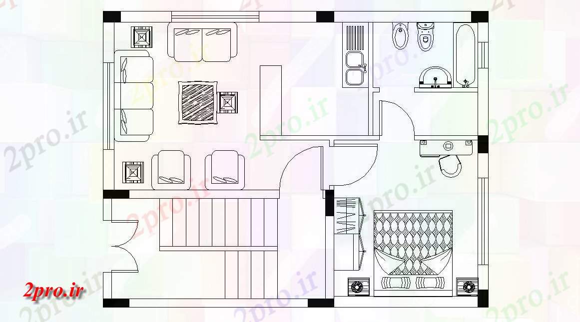 دانلود نقشه طراحی و مبلمان اتاقطرحی مبلمان طبقه  اتوکد (کد155884)