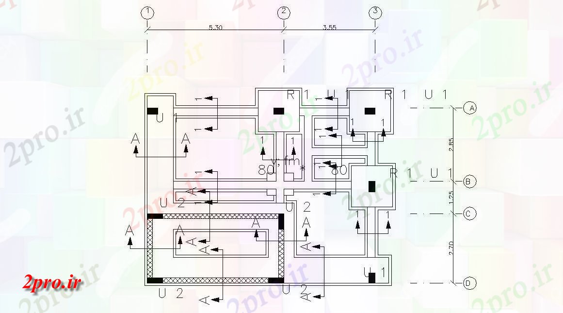 دانلود نقشه جزئیات پایه کار  بنیاد چیدمان  (کد155885)