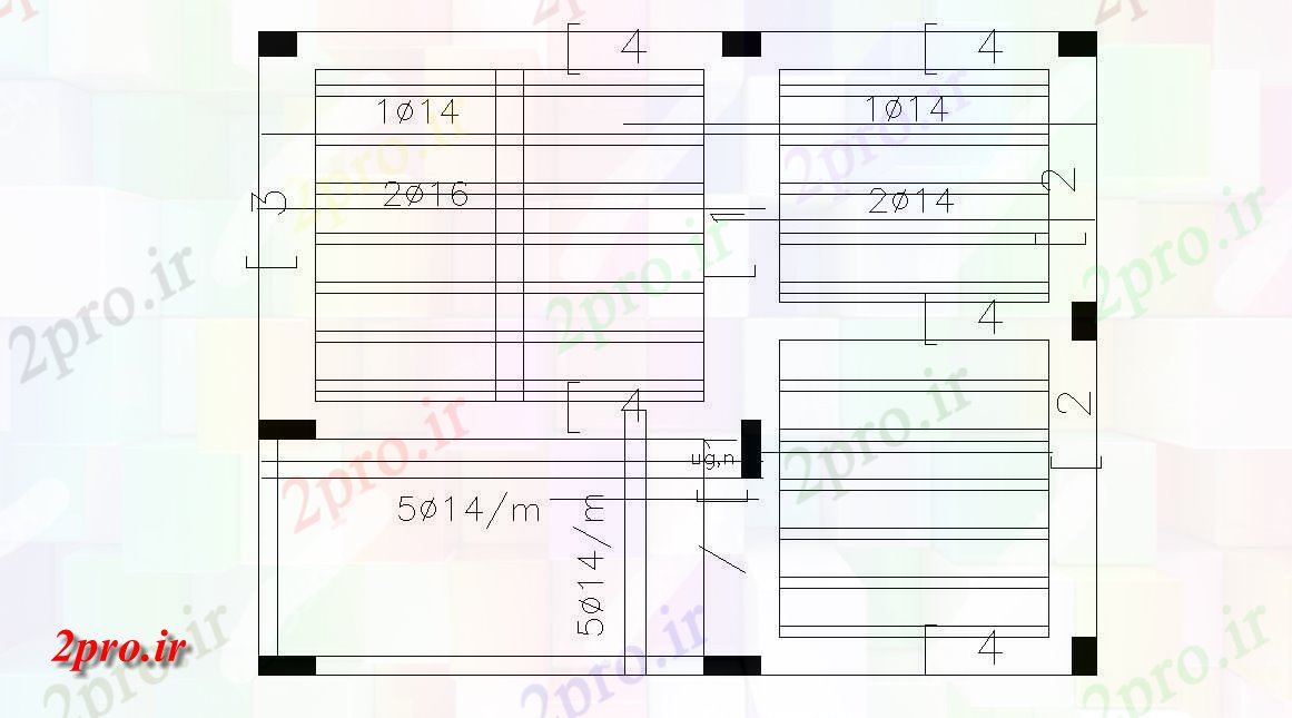 دانلود نقشه جزئیات پایه سازه بنیاد چیدمان   (کد155886)