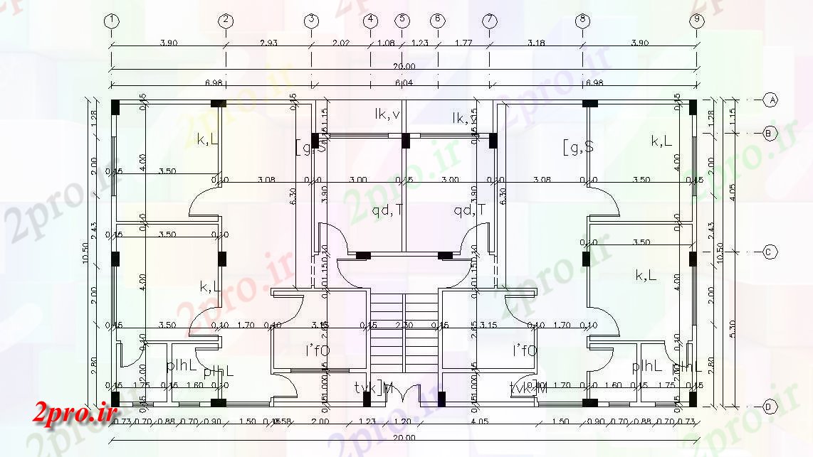 دانلود نقشه خانه های کوچک ، نگهبانی ، سازمانی - طرحی طبقه خانه مسکونی نشیمن 10 در 20 متر (کد155903)