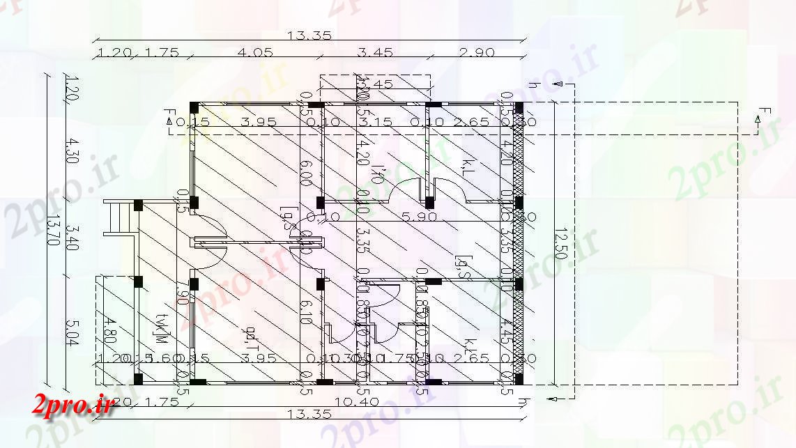 دانلود نقشه خانه های کوچک ، نگهبانی ، سازمانی - کار نشیمن ویلایی خانه 13 در 13 متر (کد155905)