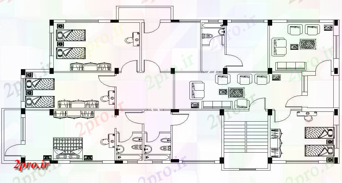 دانلود نقشه طراحی مبلمان بانکخانه مسکونی مبلمان چیدمان   (کد155907)