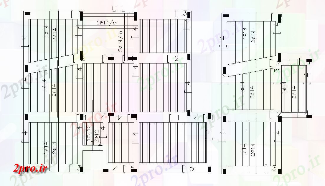 دانلود نقشه جزئیات پایه موج نو فولاد تقویت   نشیمن (کد155910)