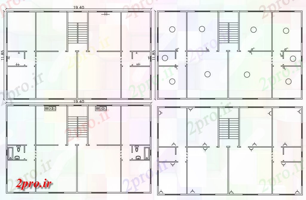 دانلود نقشه مسکونی  ، ویلایی ، آپارتمان  X 62 'آپارتمان طرحی خانه  اتوکد (کد155915)