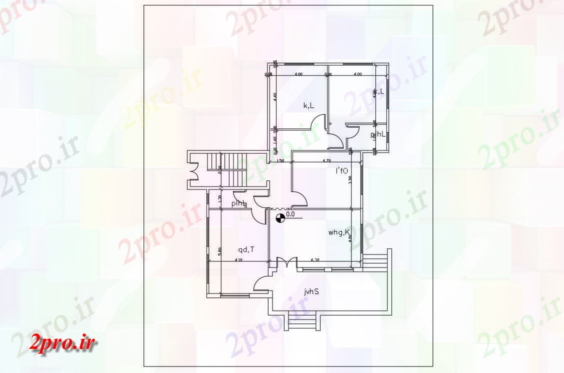 دانلود نقشه خانه های کوچک ، نگهبانی ، سازمانی - اتوکد 2 BHK خانه نشیمن 13 در 16 متر (کد155916)