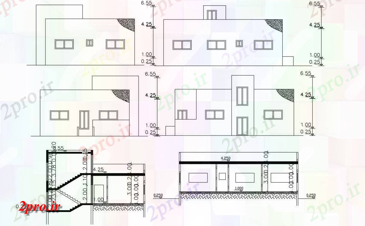 دانلود نقشه خانه های کوچک ، نگهبانی ، سازمانی - فوت مربع حجم توطئه ساختمان خانه (کد155927)