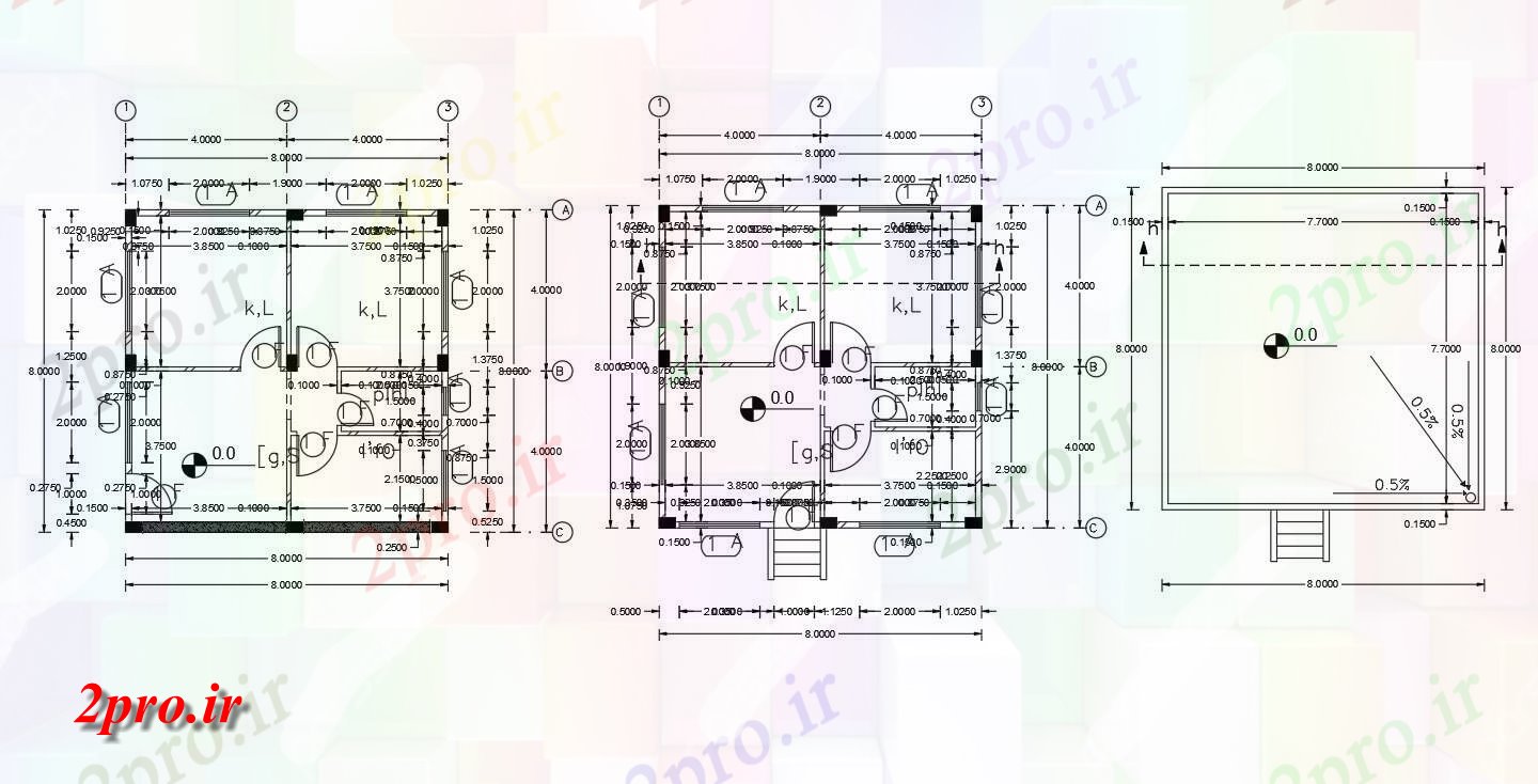 دانلود نقشه خانه های کوچک ، نگهبانی ، سازمانی - X 26 فوت طرحی مجلس 8 در 8 متر (کد155929)