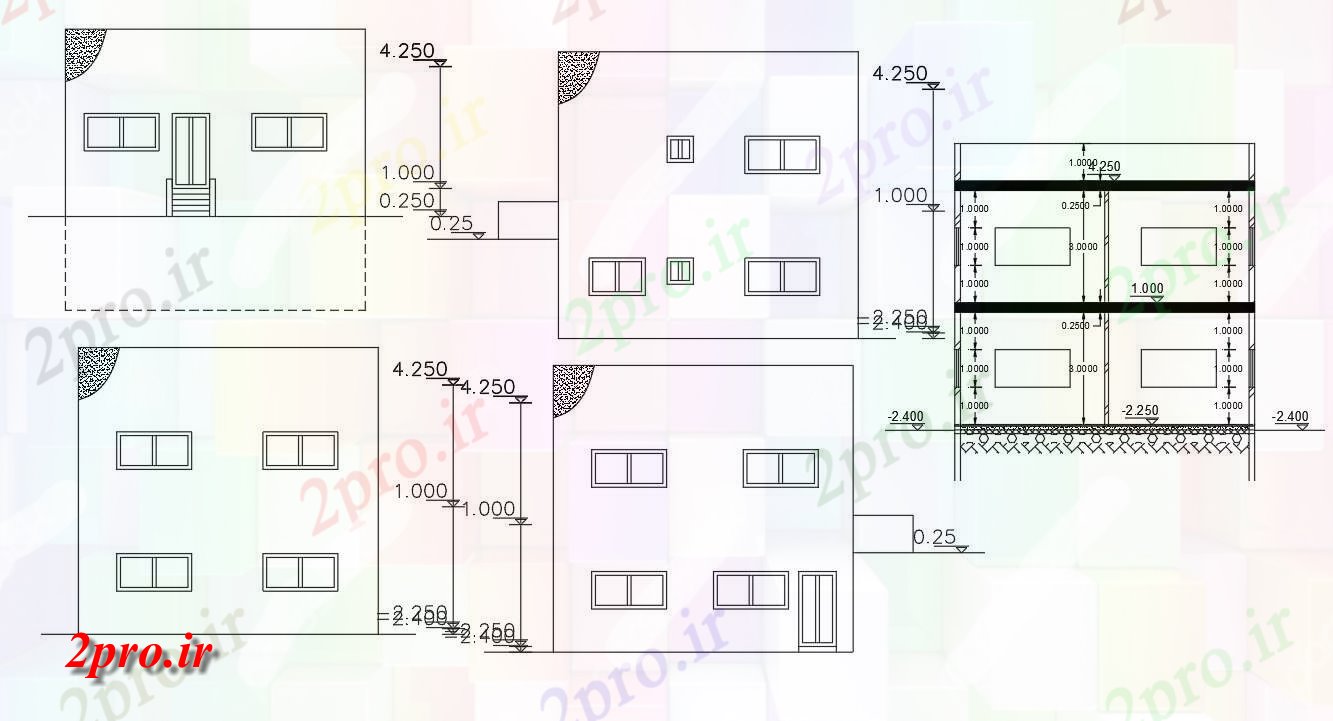 دانلود نقشه خانه های کوچک ، نگهبانی ، سازمانی - فوت مربع ساختمان خانه طراحی به  (کد155930)