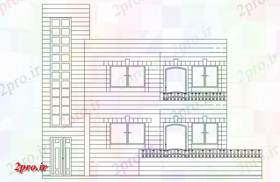 دانلود نقشه خانه های کوچک ، نگهبانی ، سازمانی - معماری خانه جلو نما (کد155949)