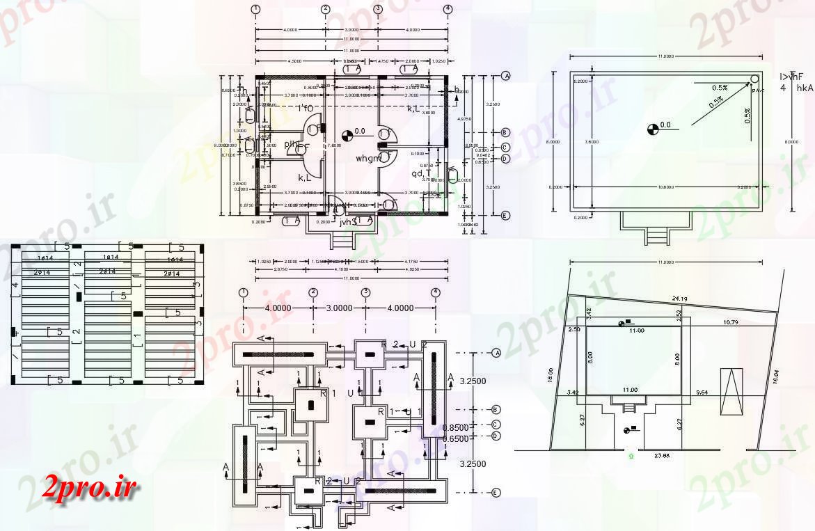 دانلود نقشه خانه های کوچک ، نگهبانی ، سازمانی - X 36 'حجم توطئه 2 BHK خانه 8 در 11 متر (کد155960)