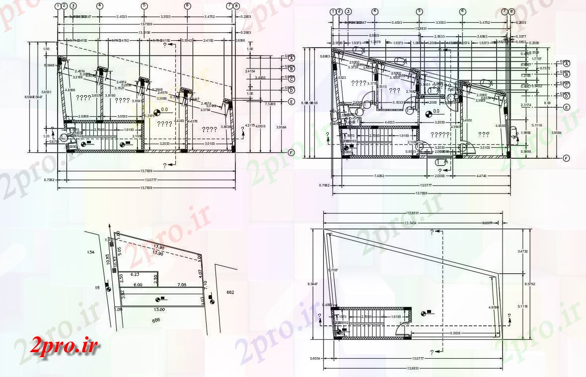 دانلود نقشه خانه های کوچک ، نگهبانی ، سازمانی - BHK خانه و مغازه در طبقه همکف 8 در 13 متر (کد155961)