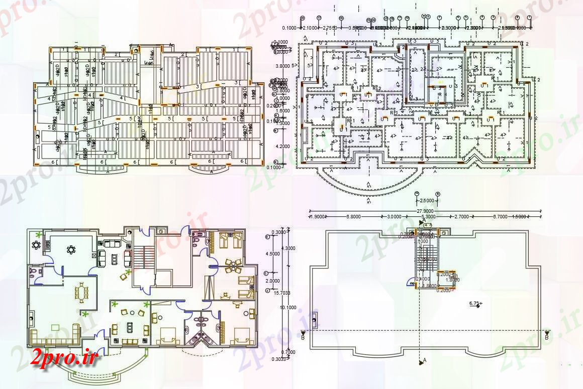 دانلود نقشه خانه های کوچک ، نگهبانی ، سازمانی - BHK خانه معماری طرحی طبقه 15 در 27 متر (کد155965)