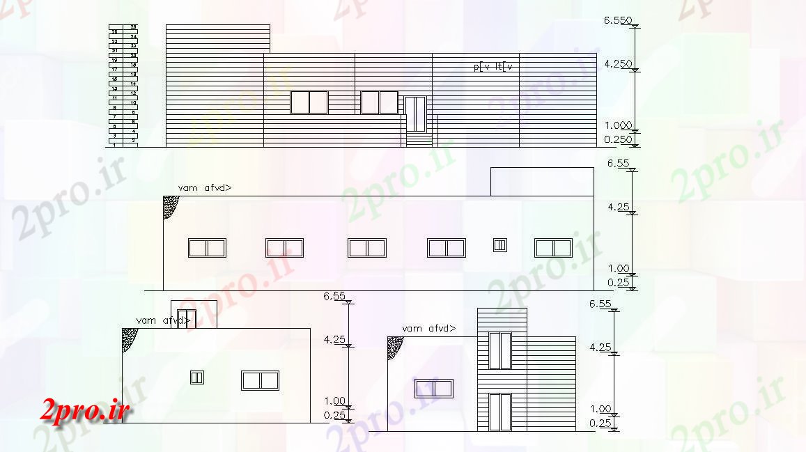 دانلود نقشه خانه های کوچک ، نگهبانی ، سازمانی - فوت مربع خانه نمای طراحی (کد156004)