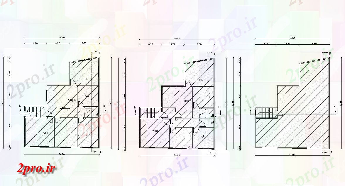 دانلود نقشه خانه های کوچک ، نگهبانی ، سازمانی - X 55 طرحی خانه 14 در 17 متر (کد156006)