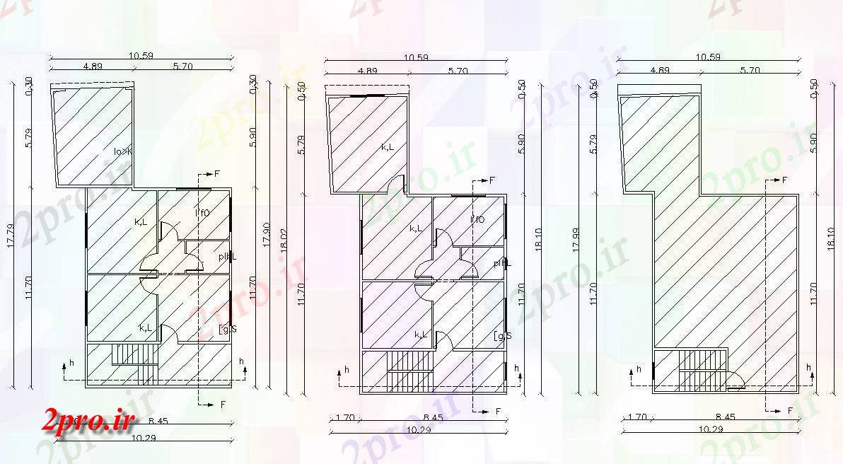 دانلود نقشه خانه های کوچک ، نگهبانی ، سازمانی - توسط 55 پا طرحی خانه 10 در 17 متر (کد156007)