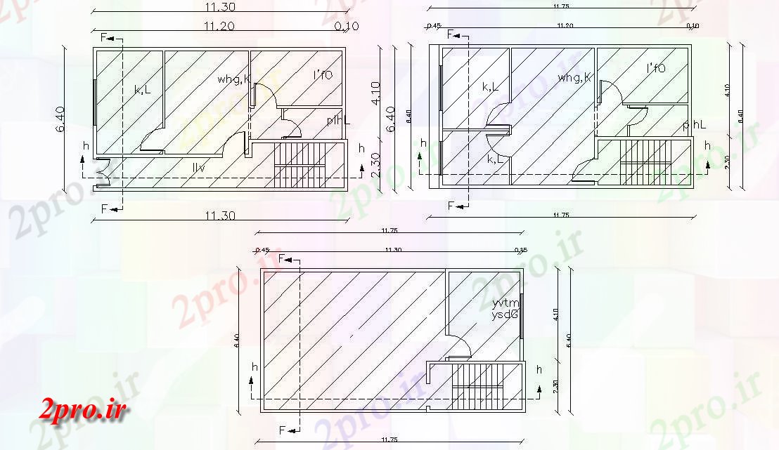 دانلود نقشه خانه های کوچک ، نگهبانی ، سازمانی - X 36 مجلس طرحی طبقه 6 در 11 متر (کد156008)