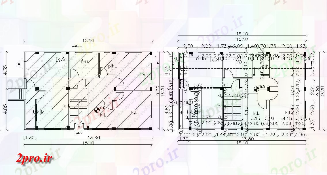 دانلود نقشه مسکونی ، ویلایی ، آپارتمان توسط 50 فوت طرحی معماری خانه 9 در 15 متر (کد156014)