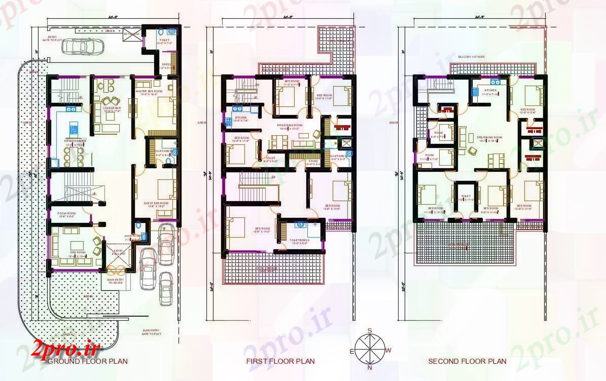 دانلود نقشه خانه های کوچک ، نگهبانی ، سازمانی - X 90 معماری خانه طرحی شمالی طراحی مواجهه 11 در 16 متر (کد156015)