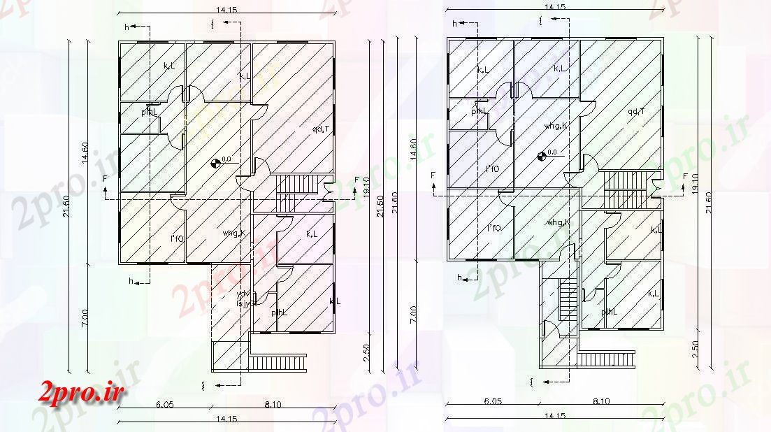 دانلود نقشه خانه های کوچک ، نگهبانی ، سازمانی - X 68 طرحی طبقه معماری خانه 14 در 21 متر (کد156017)