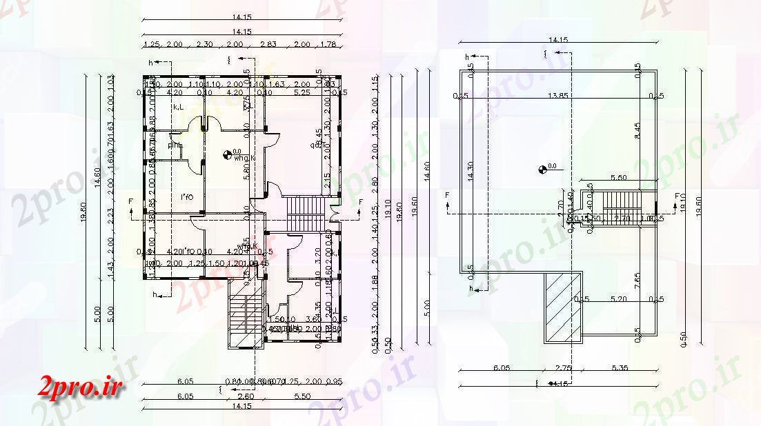 دانلود نقشه خانه های کوچک ، نگهبانی ، سازمانی - فوت مربع 4 BHK خانه طرح 14 در 19 متر (کد156018)