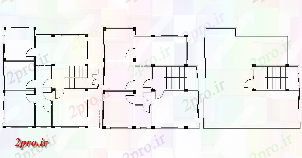 دانلود نقشه خانه های کوچک ، نگهبانی ، سازمانی - BHK خانه طرحی با طرحی بندی ستون نشیمن 11 در 11 متر (کد156021)