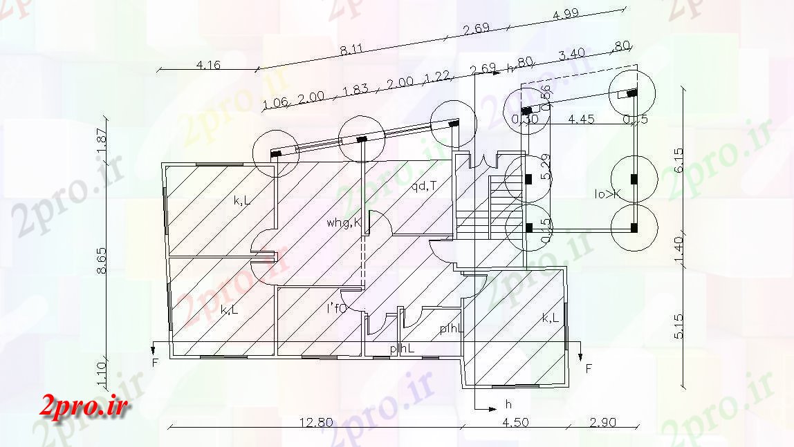 دانلود نقشه خانه های کوچک ، نگهبانی ، سازمانی - BHK خانه طرحی با ابعاد نشیمن 13 در 20 متر (کد156029)