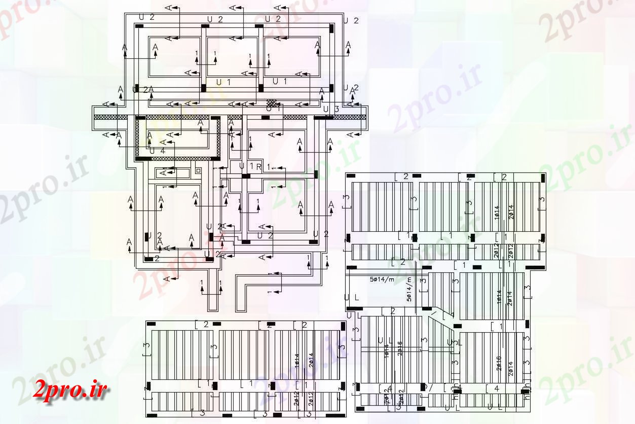 دانلود نقشه جزئیات ستون X 65 فوت طرحی بنیاد خانه و دال نوار طراحی (کد156048)