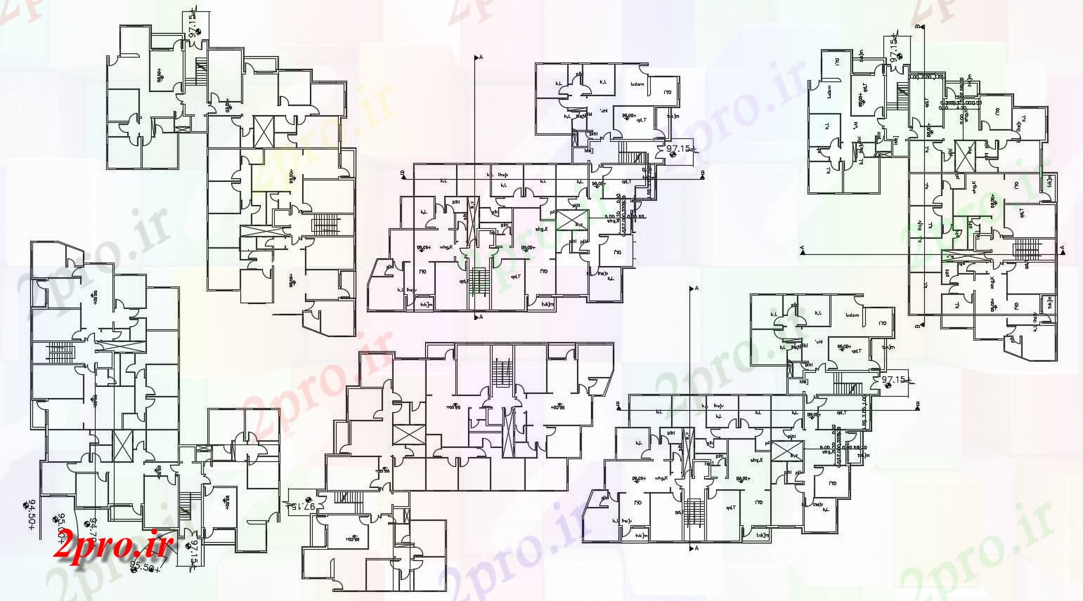 دانلود نقشه مسکونی  ، ویلایی ، آپارتمان  آپارتمان خانه طبقه (کد156054)