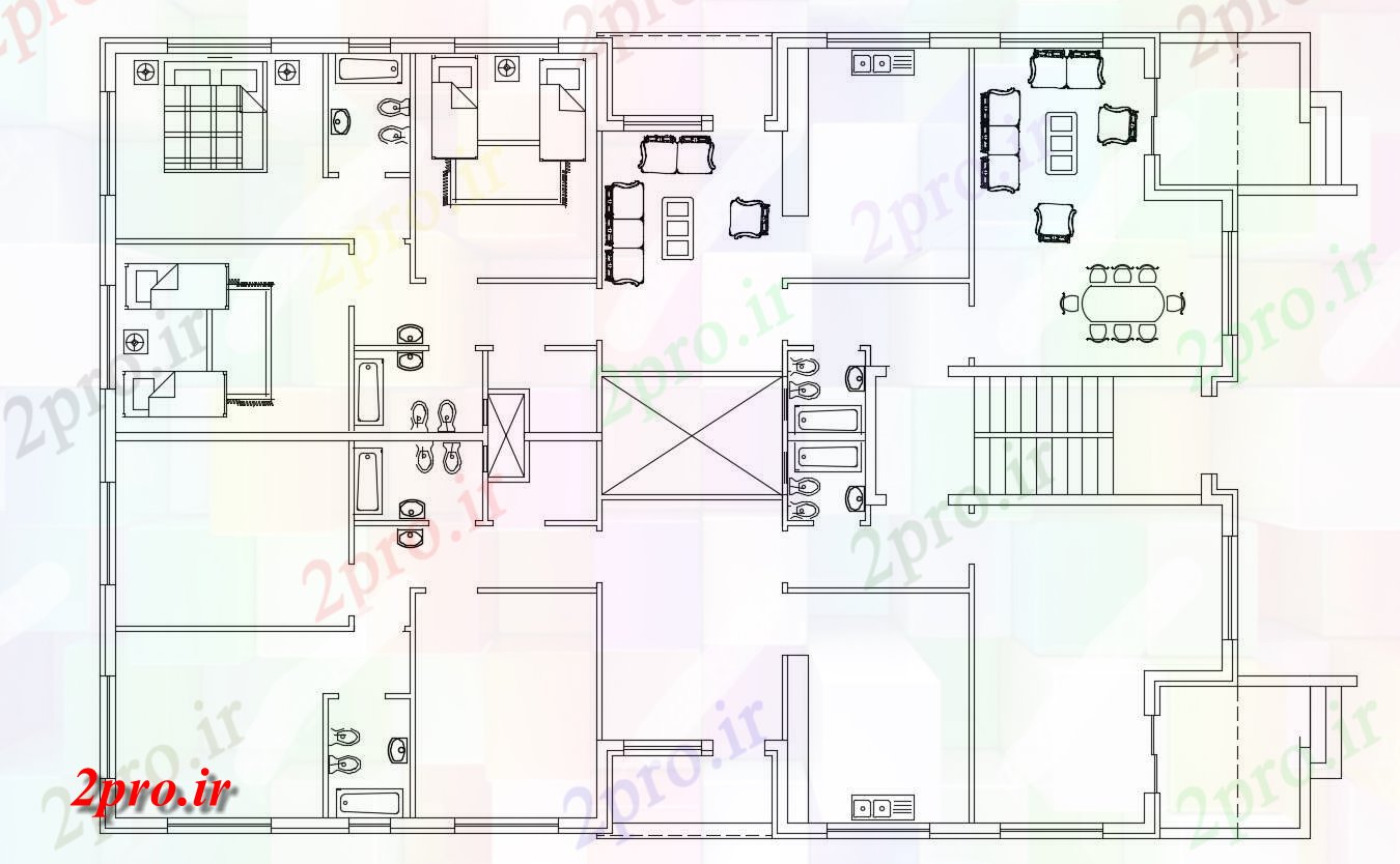 دانلود نقشه مسکونی  ، ویلایی ، آپارتمان  اطاق خواب ویلا خانه مبلمان طراحی (کد156062)