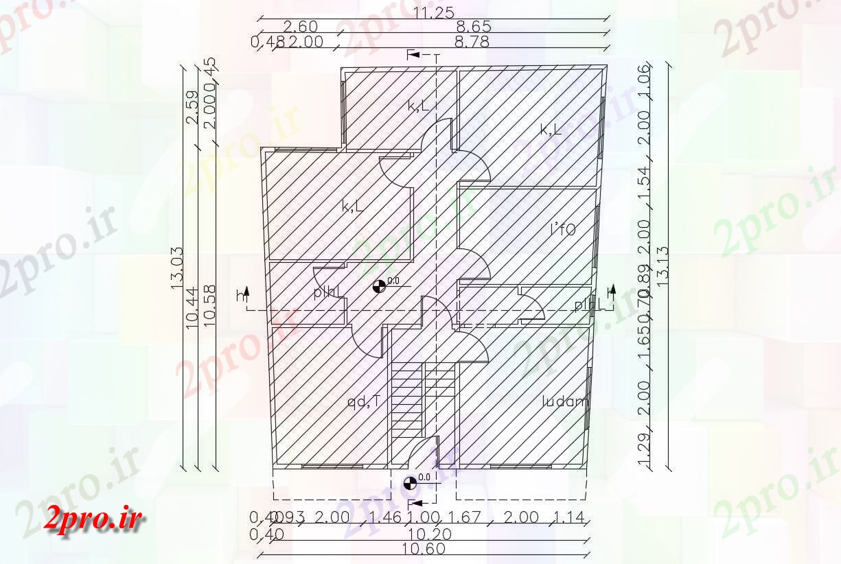 دانلود نقشه خانه های کوچک ، نگهبانی ، سازمانی - X 42 فوت حجم توطئه کف خانه زمین طراحی 11 در 13 متر (کد156075)