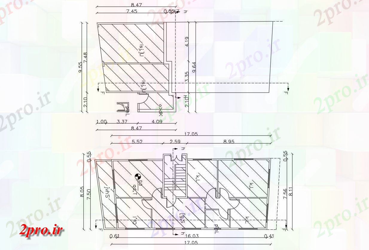 دانلود نقشه خانه های کوچک ، نگهبانی ، سازمانی - اتاق خواب طراحی طرحی طبقه خانه طراحی 8 در 17 متر (کد156102)