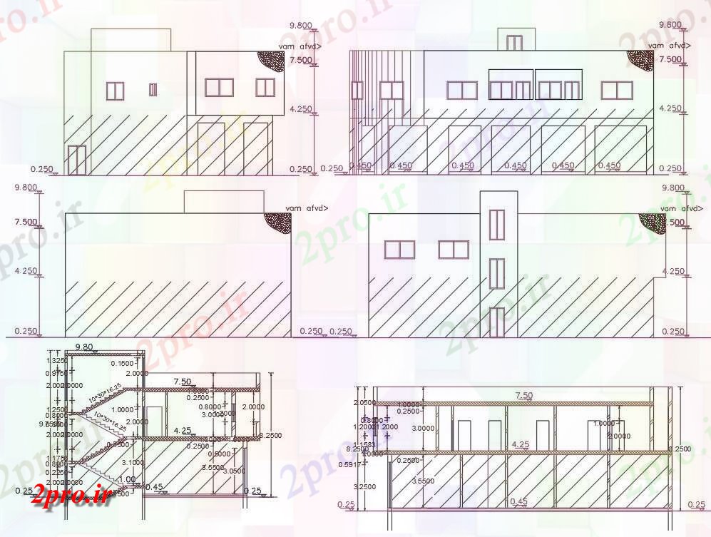 دانلود نقشه مسکونی  ، ویلایی ، آپارتمان  فروشگاه با خانه بخش ساختمان و نما طراحی (کد156140)