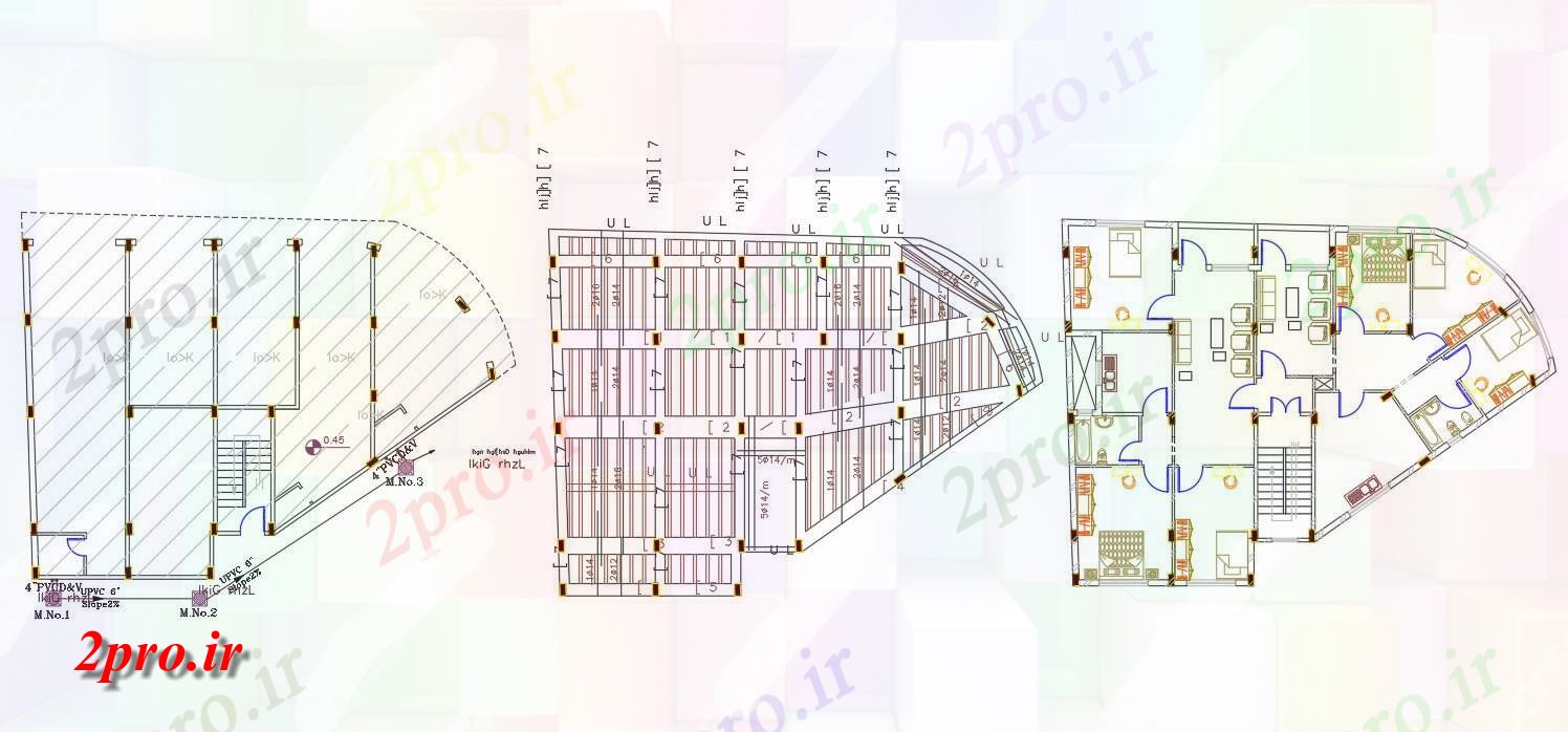 دانلود نقشه مسکونی  ، ویلایی ، آپارتمان  اتوکد طراحی از 3 BHK خانه طرحی  (کد156141)