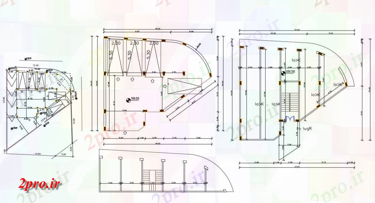 دانلود نقشه ساختمان اداری - تجاری - صنعتی X 45 فوت اندازه پلات برای طرحی پارکینگ فروشگاه با 14 در 18 متر (کد156144)
