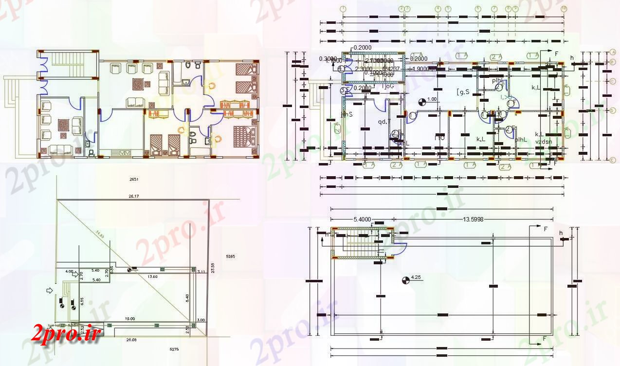 دانلود نقشه مسکونی ، ویلایی ، آپارتمان X 42 خانه طرحی (105 میدان متری) 9 در 19 متر (کد156148)