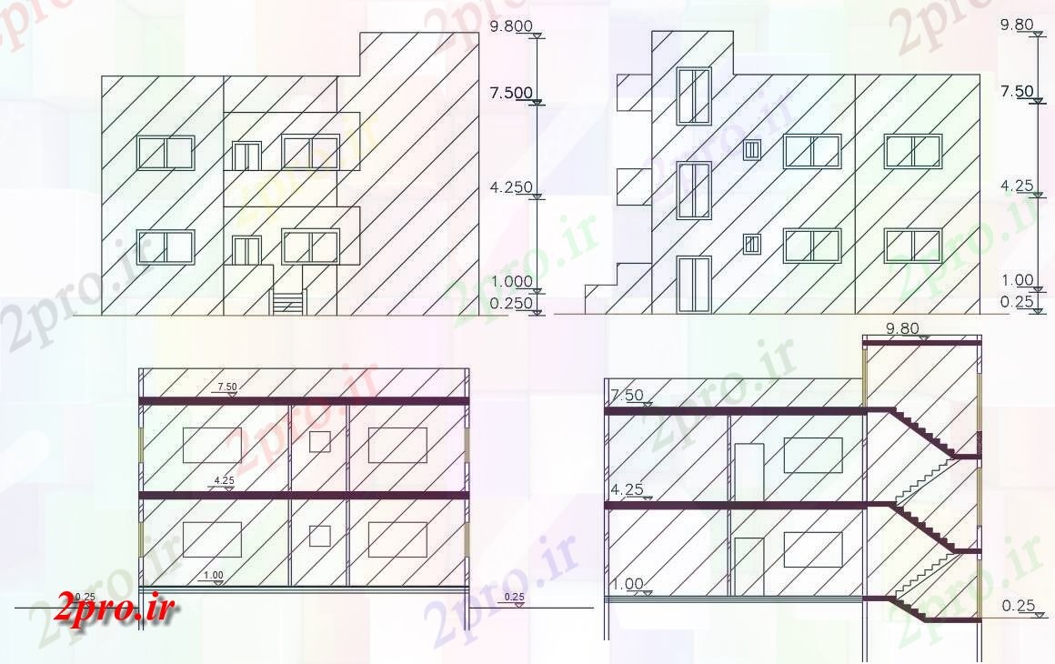 دانلود نقشه مسکونی  ، ویلایی ، آپارتمان  طبقه خانه طراحی ساختمان  (کد156162)