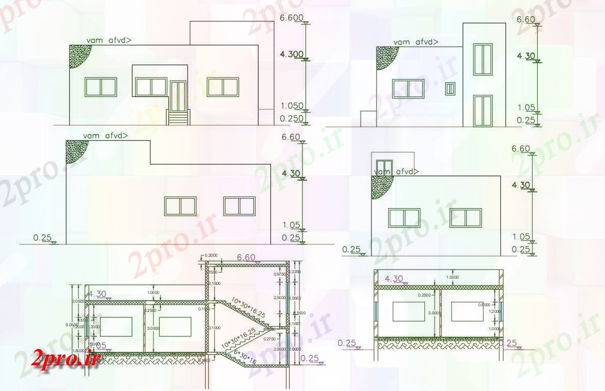 دانلود نقشه مسکونی  ، ویلایی ، آپارتمان  فوت مربع ساختمان خانه نمای (کد156166)