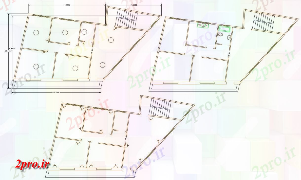 دانلود نقشه مسکونی ، ویلایی ، آپارتمان BHK خانه چیدمان برق طرحی نشیمن 12 در 12 متر (کد156183)