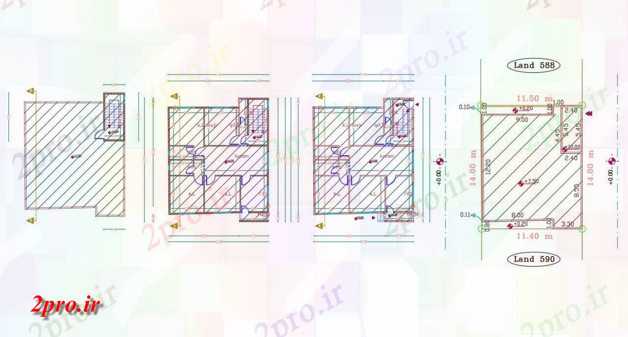 دانلود نقشه مسکونی ، ویلایی ، آپارتمان میدان محوطه خانه طرحی طبقه 11 در 13 متر (کد156186)